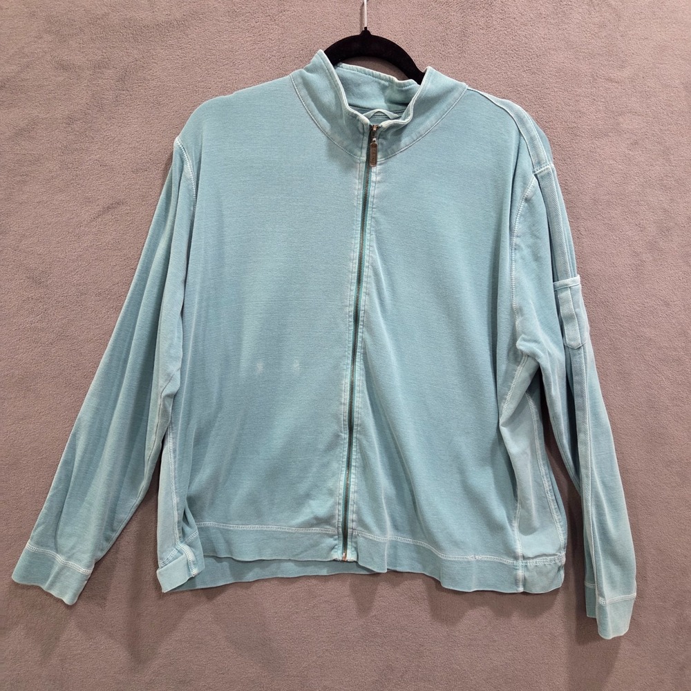 L.L. Bean Full Zip Sweatshirt Women's Size‎ XL Blue Mock Neck Casual Gym Comfy